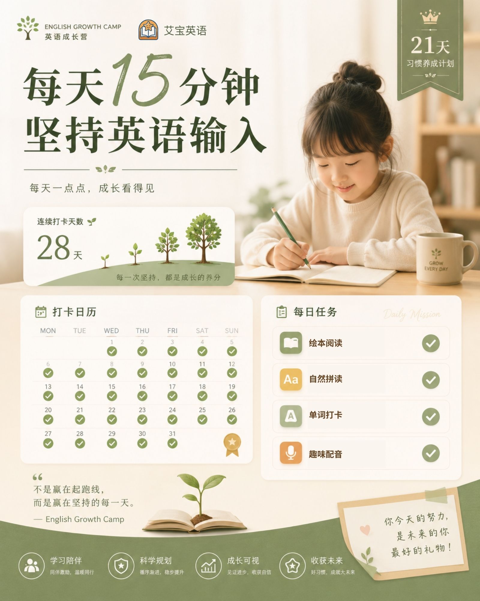 艾宝英语每天十五分钟学习打卡示例